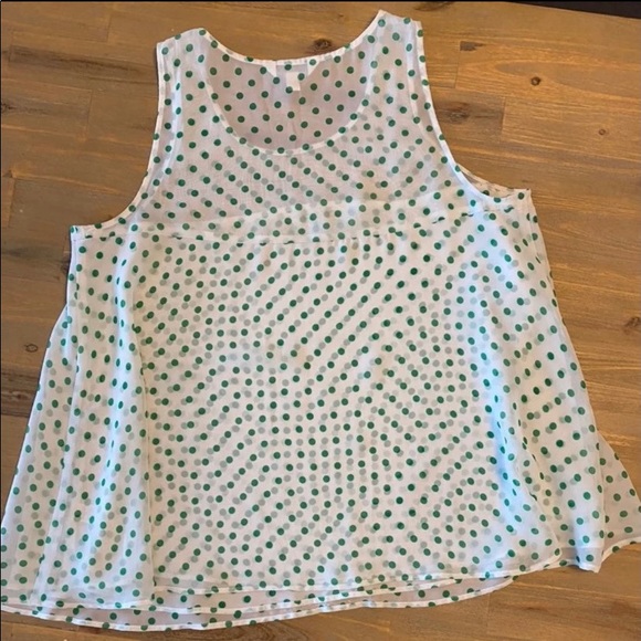Charming Charlie, white & green polka dot, tank - Picture 3 of 7